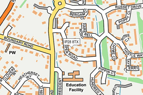 IP28 8TX map - OS OpenMap – Local (Ordnance Survey)