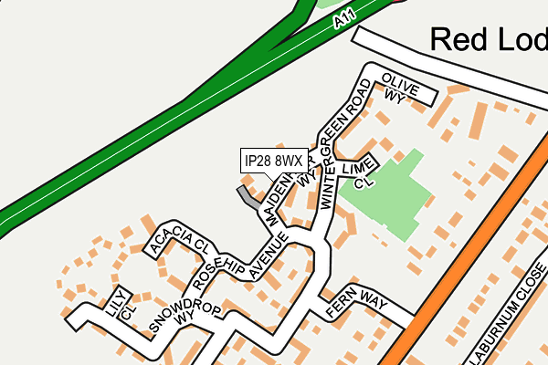 IP28 8WX map - OS OpenMap – Local (Ordnance Survey)