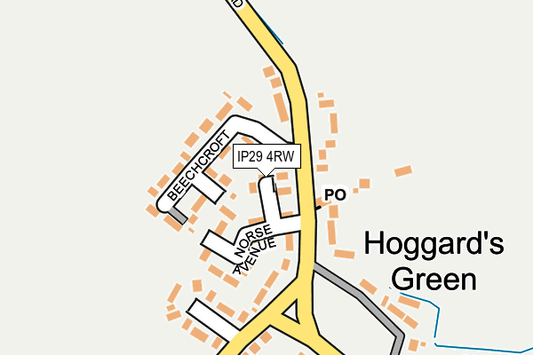 IP29 4RW map - OS OpenMap – Local (Ordnance Survey)
