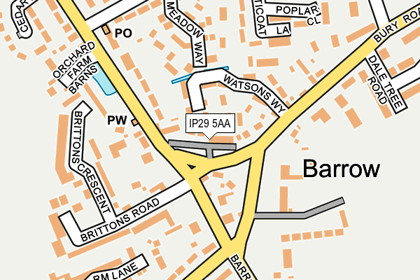 IP29 5AA map - OS OpenMap – Local (Ordnance Survey)