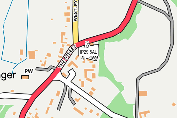 IP29 5AL map - OS OpenMap – Local (Ordnance Survey)