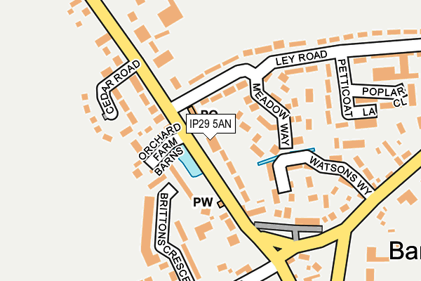 IP29 5AN map - OS OpenMap – Local (Ordnance Survey)