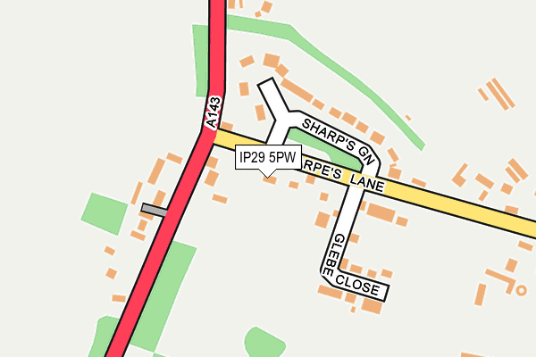 IP29 5PW map - OS OpenMap – Local (Ordnance Survey)