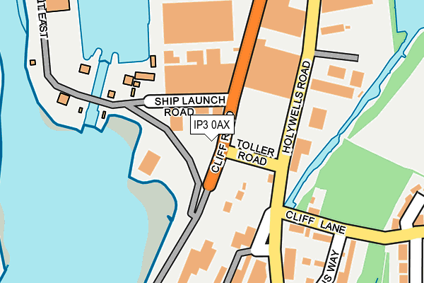 IP3 0AX map - OS OpenMap – Local (Ordnance Survey)