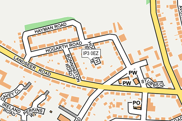 IP3 0EZ map - OS OpenMap – Local (Ordnance Survey)