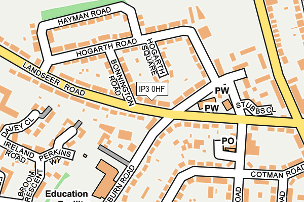 IP3 0HF map - OS OpenMap – Local (Ordnance Survey)