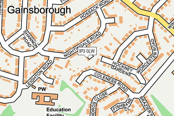 IP3 0LW map - OS OpenMap – Local (Ordnance Survey)