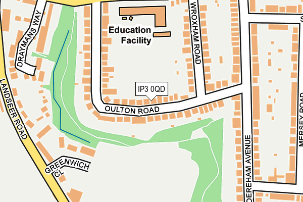 IP3 0QD map - OS OpenMap – Local (Ordnance Survey)