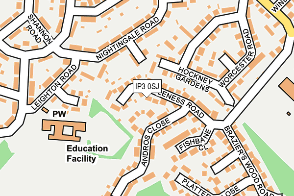 IP3 0SJ map - OS OpenMap – Local (Ordnance Survey)