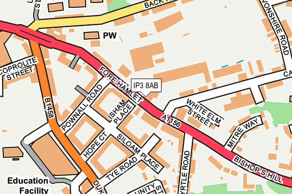 IP3 8AB map - OS OpenMap – Local (Ordnance Survey)