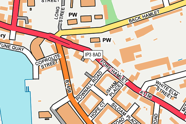 IP3 8AD map - OS OpenMap – Local (Ordnance Survey)