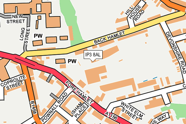 IP3 8AL map - OS OpenMap – Local (Ordnance Survey)