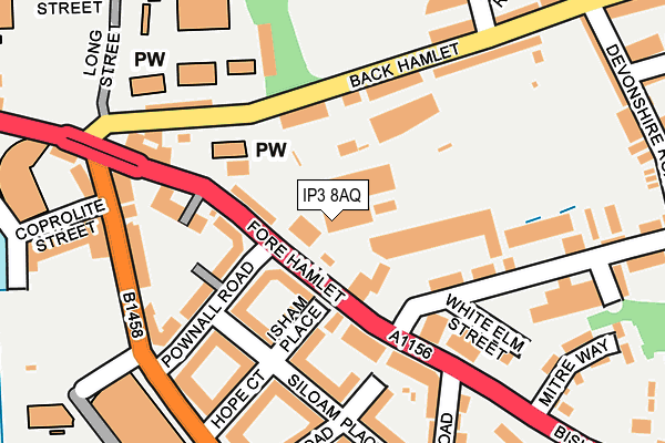 IP3 8AQ map - OS OpenMap – Local (Ordnance Survey)