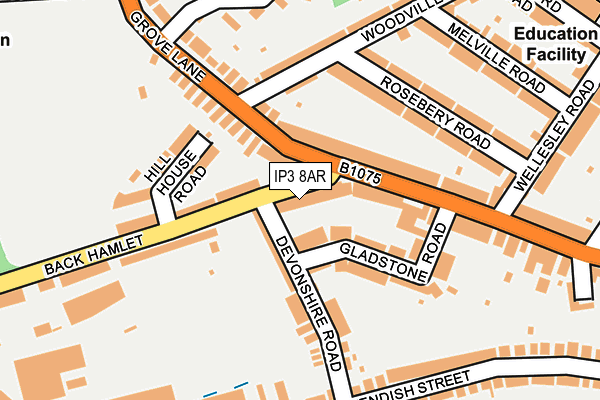 IP3 8AR map - OS OpenMap – Local (Ordnance Survey)