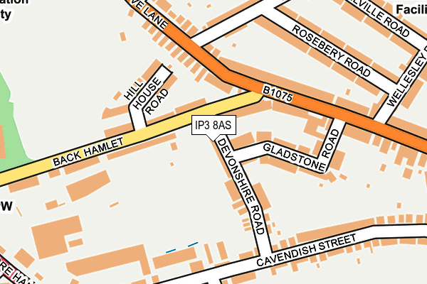 IP3 8AS map - OS OpenMap – Local (Ordnance Survey)