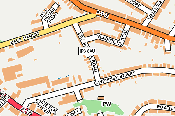 IP3 8AU map - OS OpenMap – Local (Ordnance Survey)