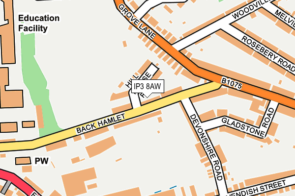 IP3 8AW map - OS OpenMap – Local (Ordnance Survey)