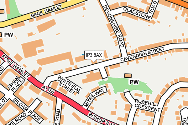 IP3 8AX map - OS OpenMap – Local (Ordnance Survey)
