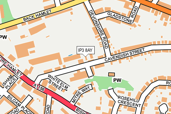 IP3 8AY map - OS OpenMap – Local (Ordnance Survey)