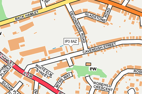 IP3 8AZ map - OS OpenMap – Local (Ordnance Survey)