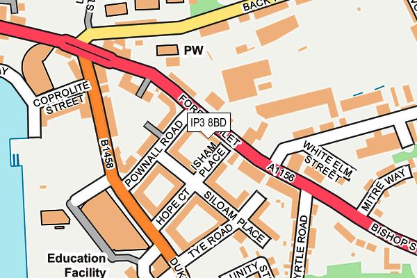 IP3 8BD map - OS OpenMap – Local (Ordnance Survey)