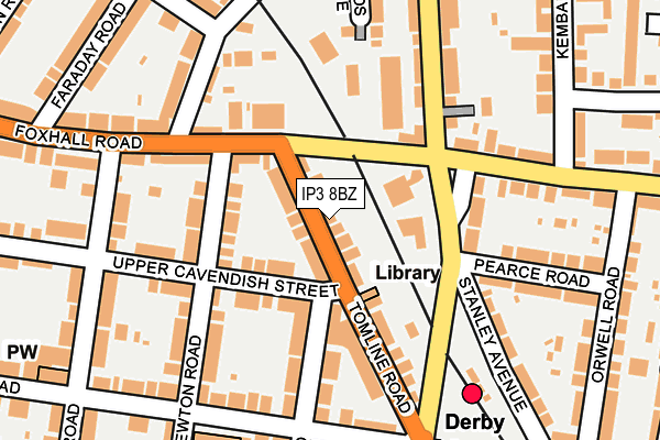 IP3 8BZ map - OS OpenMap – Local (Ordnance Survey)