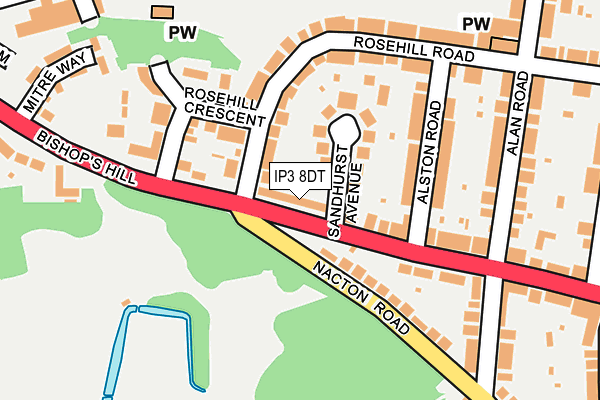 IP3 8DT map - OS OpenMap – Local (Ordnance Survey)