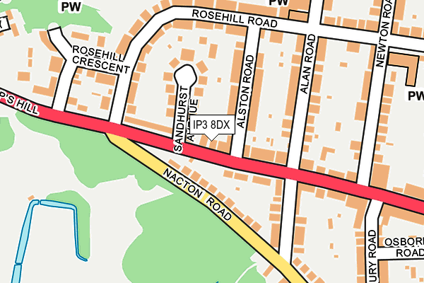 IP3 8DX map - OS OpenMap – Local (Ordnance Survey)