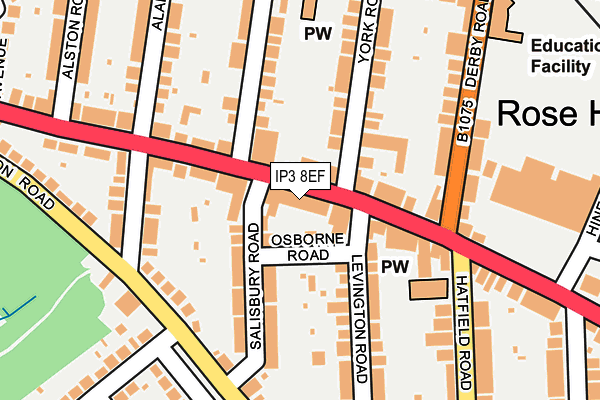 IP3 8EF map - OS OpenMap – Local (Ordnance Survey)