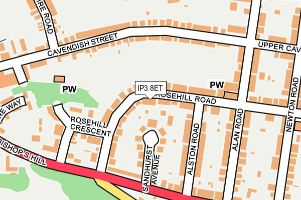 IP3 8ET map - OS OpenMap – Local (Ordnance Survey)