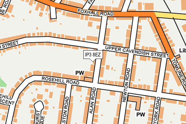 IP3 8EZ map - OS OpenMap – Local (Ordnance Survey)