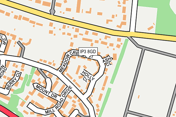 IP3 8GD map - OS OpenMap – Local (Ordnance Survey)