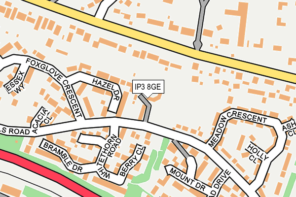 IP3 8GE map - OS OpenMap – Local (Ordnance Survey)