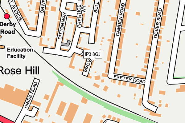 IP3 8GJ map - OS OpenMap – Local (Ordnance Survey)