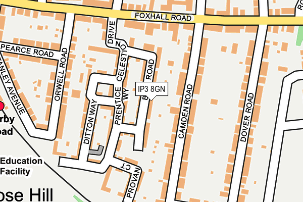 IP3 8GN map - OS OpenMap – Local (Ordnance Survey)