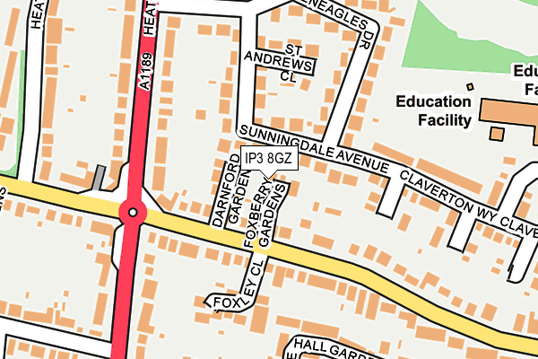 IP3 8GZ map - OS OpenMap – Local (Ordnance Survey)