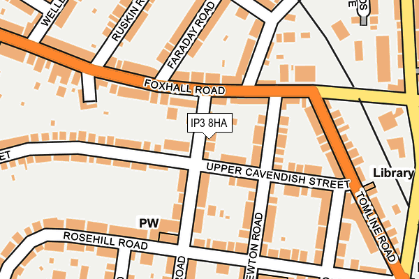 IP3 8HA map - OS OpenMap – Local (Ordnance Survey)