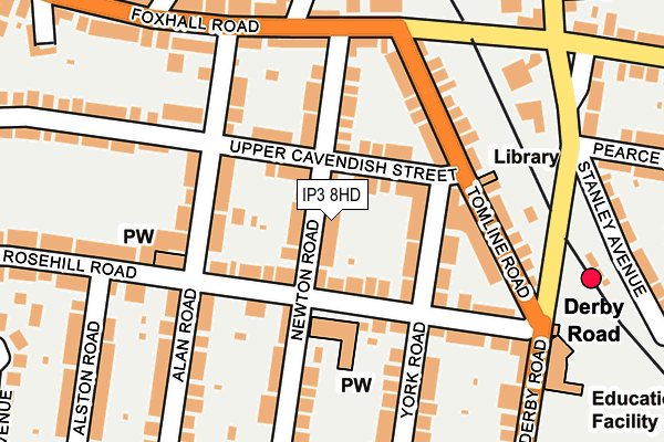 IP3 8HD map - OS OpenMap – Local (Ordnance Survey)