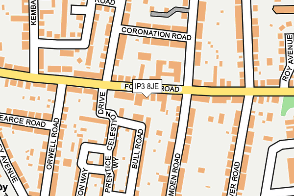 IP3 8JE map - OS OpenMap – Local (Ordnance Survey)