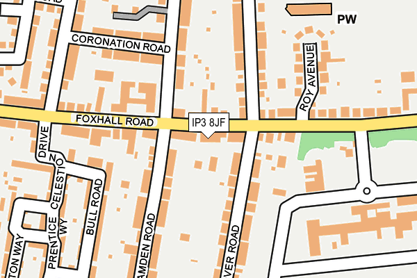 IP3 8JF map - OS OpenMap – Local (Ordnance Survey)