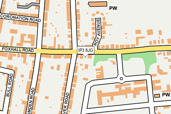 IP3 8JG map - OS OpenMap – Local (Ordnance Survey)