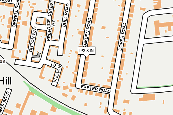 IP3 8JN map - OS OpenMap – Local (Ordnance Survey)