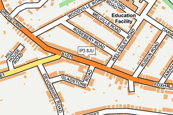 IP3 8JU map - OS OpenMap – Local (Ordnance Survey)