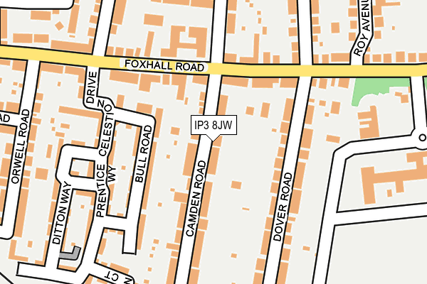 IP3 8JW map - OS OpenMap – Local (Ordnance Survey)