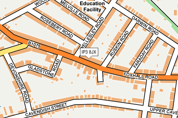 IP3 8JX map - OS OpenMap – Local (Ordnance Survey)