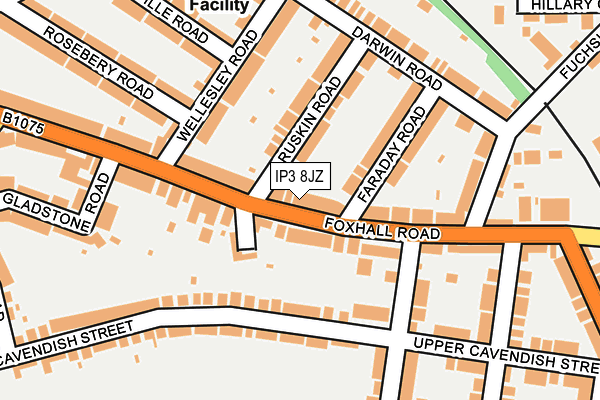 IP3 8JZ map - OS OpenMap – Local (Ordnance Survey)
