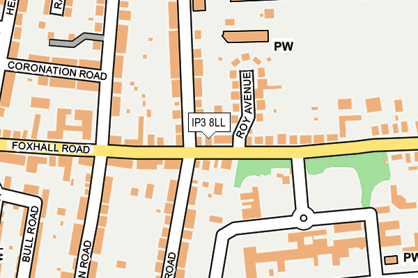 IP3 8LL map - OS OpenMap – Local (Ordnance Survey)