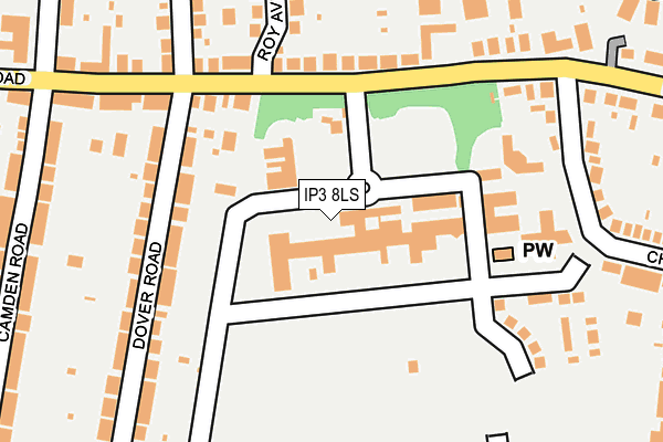 IP3 8LS map - OS OpenMap – Local (Ordnance Survey)
