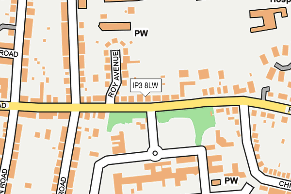 IP3 8LW map - OS OpenMap – Local (Ordnance Survey)