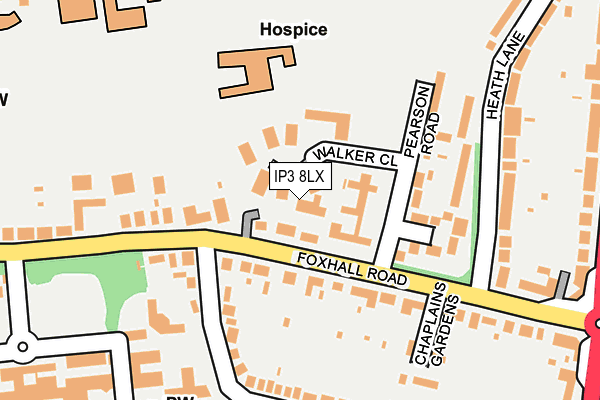 IP3 8LX map - OS OpenMap – Local (Ordnance Survey)